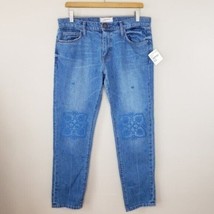 NWT Current/Elliott | Blue Embroidered Ankle Cropped Jeans, size 27 - £26.48 GBP