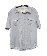 DKNY Mens XL Button Up Shirt Short Sleeve Blue Collared Casual Preppy St... - $12.76