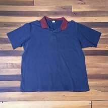Vintage 90&#39;s ADVENT Short Sleeve POLO Pique Knit Golf Shirt Navy Blue Men Sz XL - £10.63 GBP
