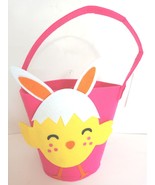 9&quot; Easter Felted Bunny Chick Bucket Basket NWT Garden Spring Pink Orange... - £6.11 GBP