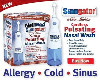 NeilMed Sinugator Pulsating Sinus Irrigator / Nasal Wash: Allergies Cold & 30 sa - $42.95