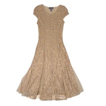 CANDALITE Size S Beige Shimmer Lace Maxi Formal Evening Dress Gown - £19.45 GBP