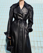 Stylish Long Coat NEW Designer Women&#39;s Genuine Lambskin Leather Long Tre... - £122.87 GBP+