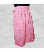 Vintage Pink Gingham Apron Hand Smocked Embroidered Daisies Pocket Mid-L... - €20,40 EUR