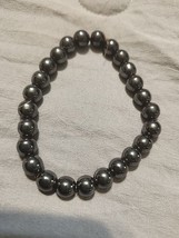 Black Hematite Beaded Bracelet Natural Healing Protection Meditation Beads - $4.99