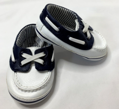 Janie and Jack Baby Boat Shoes Navy Blue White Size 3 Infant Slip Ons - £18.83 GBP