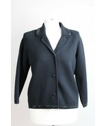 Vtg St Andrews 12 Black Zephyr Wool Beaded Button Front Cardigan Sweater... - £21.74 GBP