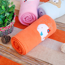 [White Whale - Orange] Embroidered Applique Coral Fleece Baby Throw Blanket (... - £24.32 GBP