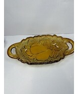 Indiana Amber Glass Candy Dish with Pears &amp; Leaves  - $34.71 CAD