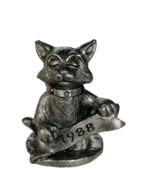 Cat Kitten Figurine vtg  SIGNED Michael Ricker 1988 gem collar anthropom... - $39.55