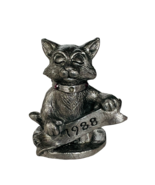 Cat Kitten Figurine vtg  SIGNED Michael Ricker 1988 gem collar anthropom... - £31.15 GBP