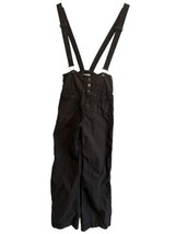 FREE PEOPLE Womens Overalls Black Pinstripe Flare Leg Suspenders Pants Sz 2 - £65.37 GBP