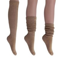 AWS/American Made Cotton Slouch Boot Socks Shoe Size 5 to 10 (Beige 3 Pair) - £13.85 GBP