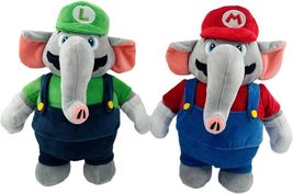 Mario Elephant and Luigi Elephant Plush Doll Set Stuffed Animal 11&quot;  - £31.92 GBP