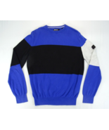 Barbour Men&#39;s Sweater Size L Blue Striped Crew Neck 100% Cotton Color Block - $23.70