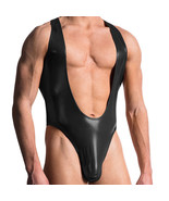 Sexy Lingerie Faux Leather Latex Bodysuits Gay Underwear Men Jumpsuit St... - $19.00