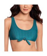 Salt + Cove Shiny Seersucker Stripe Bralette Bikini Top Green Size D/DD New - $24.70