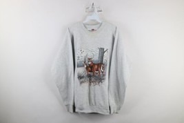 Vintage 90s Streetwear Mens XL Nature Deer Buck Crewneck Sweatshirt Gray USA - $54.40