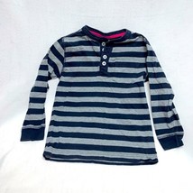 Preppy Gray Striped Long Sleeve Shirt Girl’s 5 Blouse Top Old Navy Basic - £5.43 GBP