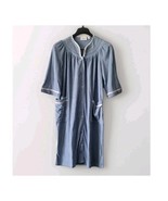 VTG National Gown Cotton Nightgown Antique Blue Granny Terry Snap Robe S... - $29.95