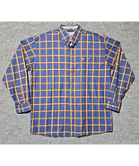 Wrangler George Strait Western Shirt Mens XL Blue Plaid Long Sleeve Butt... - $25.48