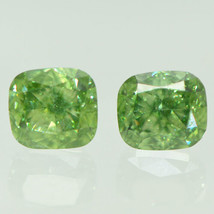 Cushion Shaped Diamonds Matching Pair Fancy Green Color Enhanced VS2 0.86 TCW - £662.66 GBP