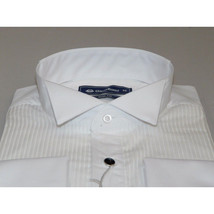 Mens Oscar Banks Turkish Formal Tuxedo Shirt Cotton Wing Tip Bow tie 5504 White image 4