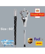 Big Crown Mace Oriental Silver Plated Black Shaft 3 Parts 60&quot; Inches Long. - $568.64