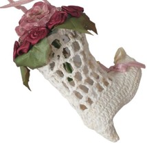 Victorian Crochet Boot Ornament Stiffened Shoe Christmas Starched Floral Flower - £11.73 GBP