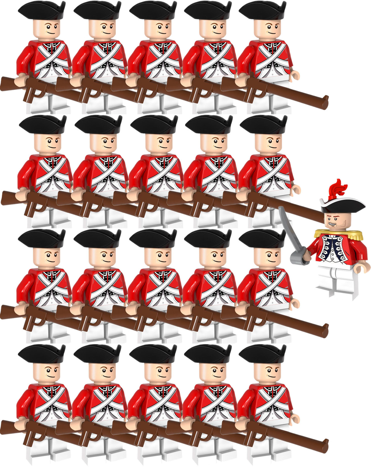 21pcs American Revolutionary War British Redcoat infantry Army Set C Minifigures