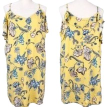 Love, Fire Dress XL Ruffle Strap Yellow Blue Floral Cold Shoulder V Neck... - $29.69