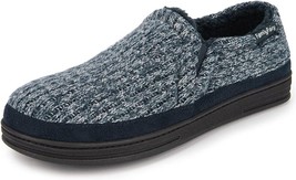 FamilyFairy Mens XL Slippers Navy Blue  Memory Foam  Knit Comfy Warm House Shoes - £17.57 GBP
