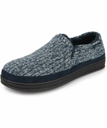 FamilyFairy Mens XL Slippers Navy Blue  Memory Foam  Knit Comfy Warm Hou... - $29.83 CAD