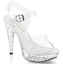 FINAL SALE PLEASER Exotic Clear Gem Jewel Platform 5&quot; Heels Sandals Shoe... - $1,003.64 MXN