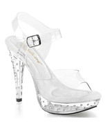 FINAL SALE PLEASER Exotic Clear Gem Jewel Platform 5&quot; Heels Sandals Shoe... - $972.96 MXN