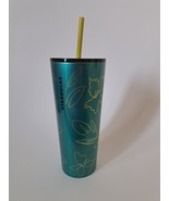 Starbucks 2022 Teal Floral Stainless Steel 24oz Tumbler  NWT - $317.20 MXN