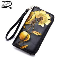 women leather wallet flower phone bag vintage floral purse gifts for girls zippe - £23.24 GBP