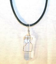 CLEAR CRYSTAL STONE WIRE WRAPPED NECKLACE mens womens health healing JL5... - $4.74
