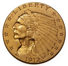 1912 Indien Tête Or Quarts Aigle Pièce de Monnaie Au About Hors-Circulat... - €590,99 EUR