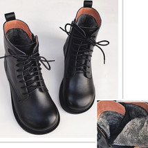 Genuine Leather women&#39;s boots,light retro literature art big head wide edition m - £102.26 GBP