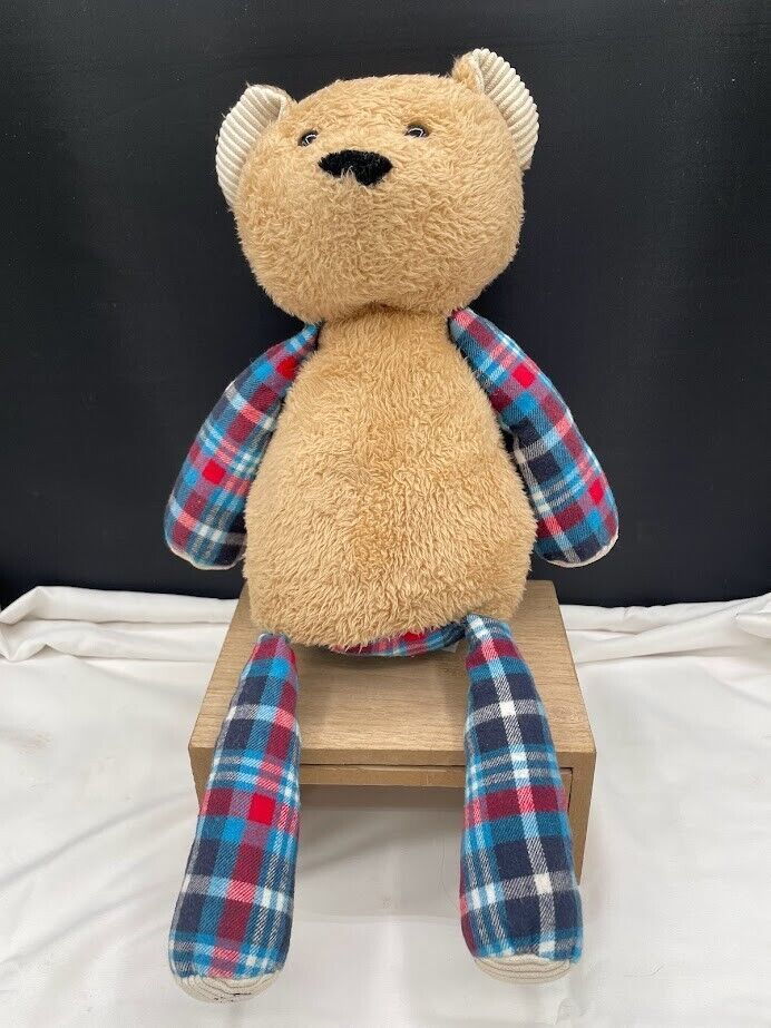 Scentsy Buddy Boulder Teddy Bear Blue Red Plaid Arms Legs No Scent Pak or Jacket - $7.85