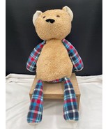 Scentsy Buddy Boulder Teddy Bear Blue Red Plaid Arms Legs No Scent Pak o... - £6.20 GBP