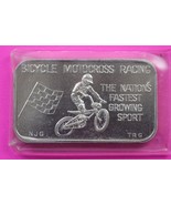 1975 Bicycle Motocross Racing 75 of 200 Vintage Art Bar 1 oz .999 Silver... - $313.19 CAD