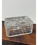 Vintage Clear Cut Glass Starburst Rectangular Trinket Dish With Lid 3-1/2” - $45.21 CAD