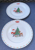 Set of 2 Christmas Rudolph the Red Nosed Reindeer &amp; Santa Dinner Plates ... - £30.25 GBP