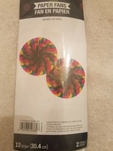 Paper Fans 12 inch 2 count multi color - $18.69