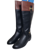 Karen Scott Womens Black Cognac Closed Toe Knee High Riding Boots Size 7.5M - $79.99