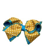 Matilda Jane Yellow &amp; Blue Polka Dot Hair Bow Clip For Girls With Scallo... - $181.71 MXN