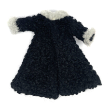 Vintage Barbie Clone Swing Coat Poodle Faux Fur Cuffs Clothes Black - £26.73 GBP