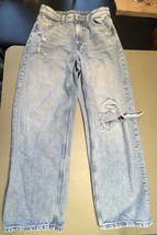 H&amp;M   &amp;Denim Baggy Jeans Loose Fit High Waist Women’s 8 Blue Distressed - $18.60